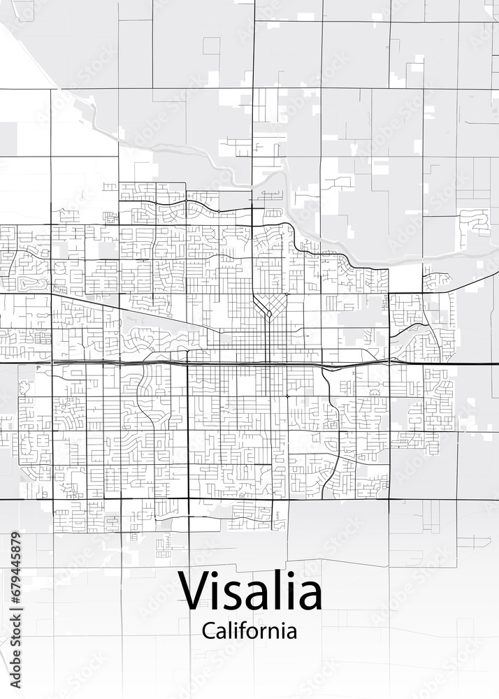 Visalia California minimalist map