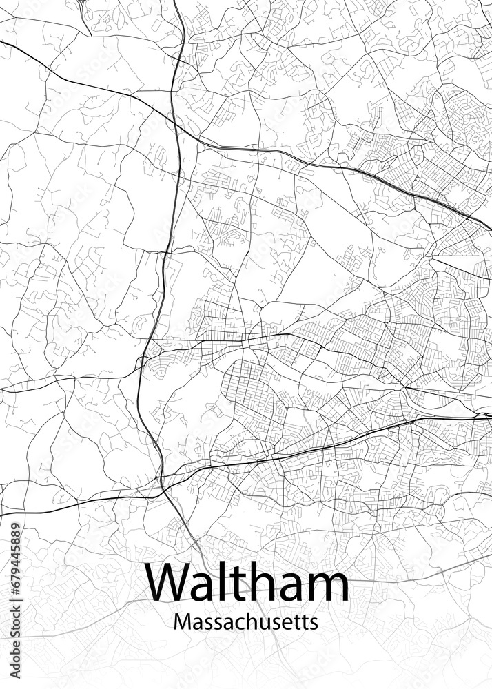 Waltham Massachusetts minimalist map