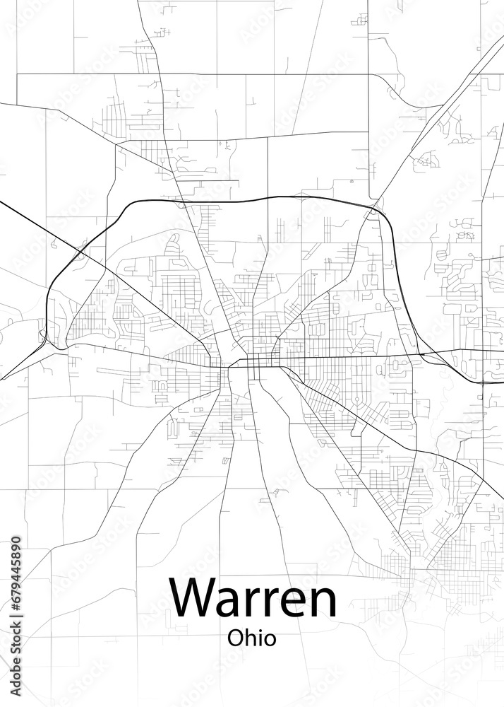 Warren Ohio minimalist map