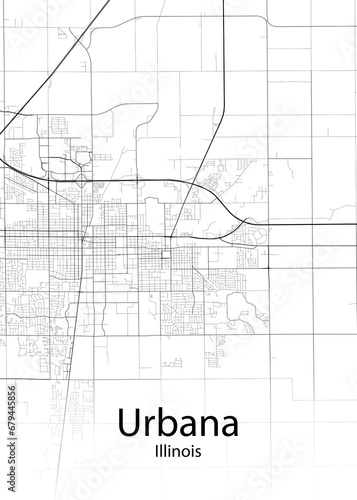 Urbana Illinois minimalist map