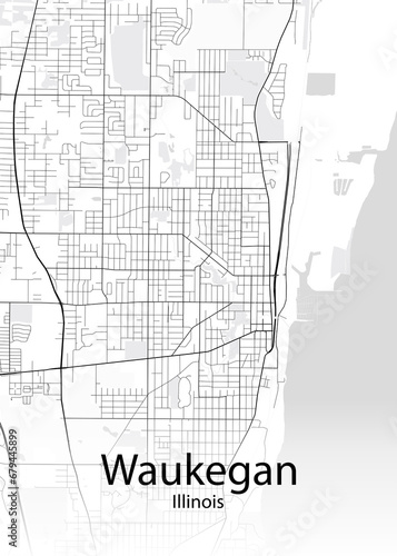 Waukegan Illinois minimalist map