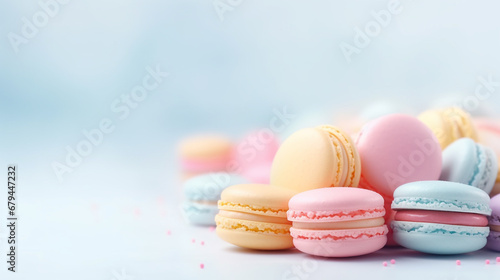 Pastel colorful macaroons Background with Copy space for text wording