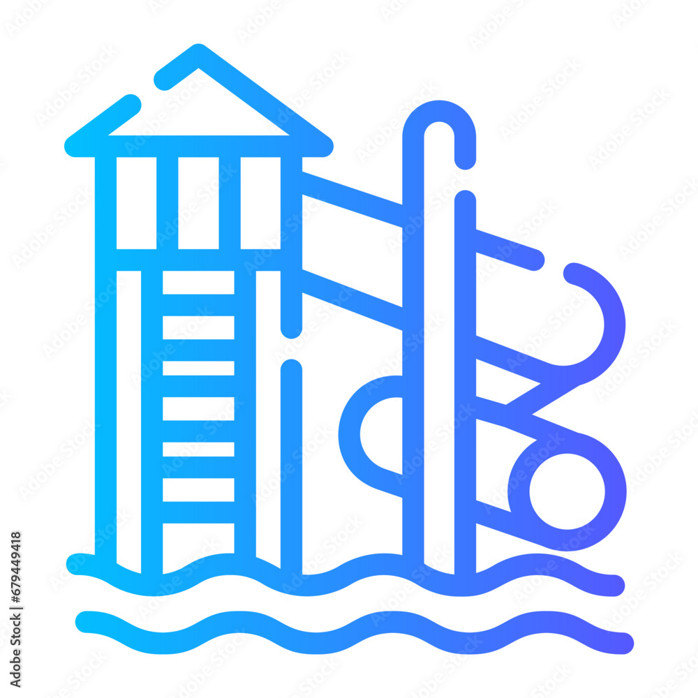 water slide Line Gradient Icon water slide Line Gradient Icon