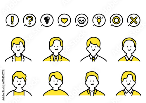 ベテラン男性の上半身アバターアイコン素材.