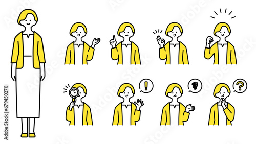 シニア女性　上半身・表情バリエーション.