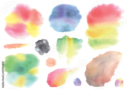 カラフルな水彩のテクスチャ素材セット