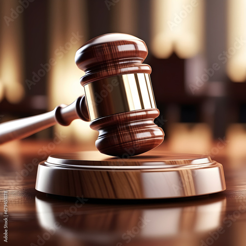 Wooden gavel on a wooden background.