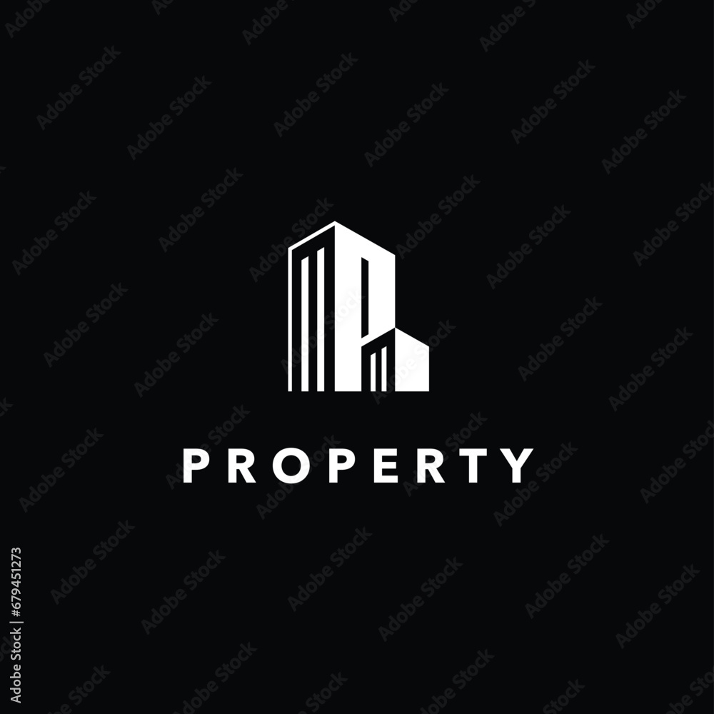 Property logo with letter P concept, realty logo Property logo with letter P concept, realty logo