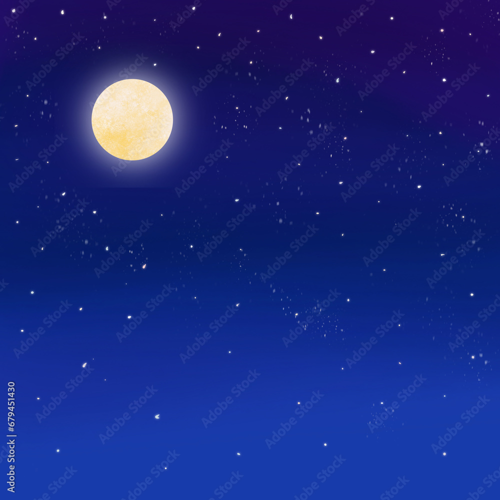 night sky with moon and stars