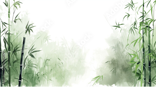 竹　笹の水墨画風背景イラスト © ヨーグル