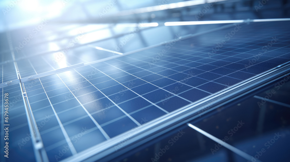 A space-age solar panel installation on an advanced building A space-age solar panel installation on an advanced building