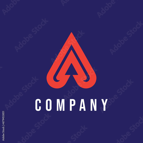Simple and modern letter A with Arrow logo design for branding 
