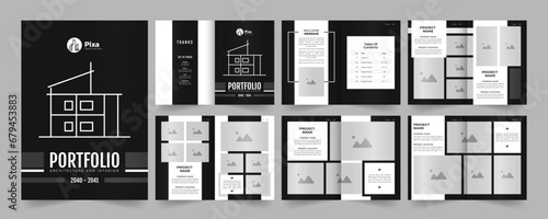 Architecture portfolio or portfolio template design, interior portfolio, business portfolio.