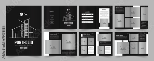 Architecture portfolio template or professional interior portfolio design, interior portfolio, business portfolio.
