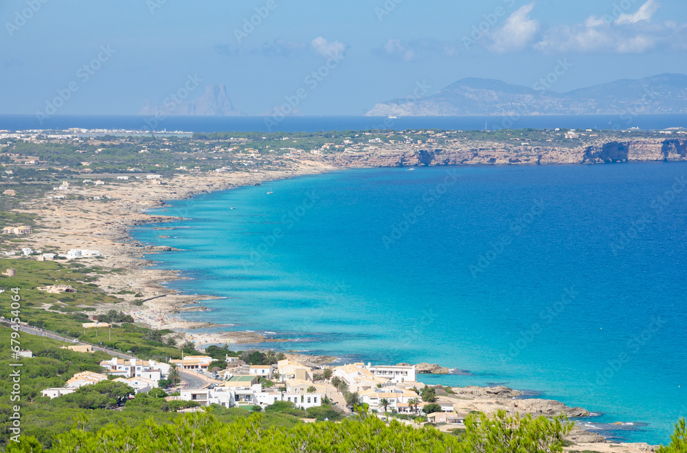 Stunning views of the Mediterranean Sea from Spain's Formentera near Ibiza island