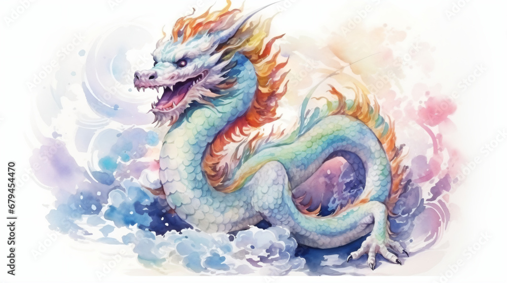 ドラゴンの水彩イラスト