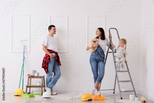 Happy family during repair ...