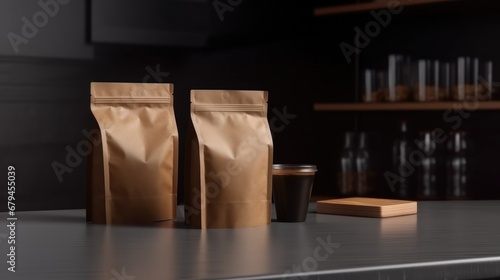 paper bag of coffee package product mockup photography	