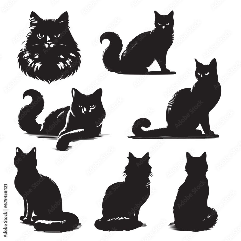 Isolated Cats on the white background. Animals silhouettes. Vector EPS 10. Isolated Cats on the white background. Animals silhouettes. Vector EPS 10.