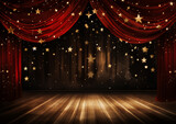 豪華なレッドカーテン、ステージの背景イラスト 