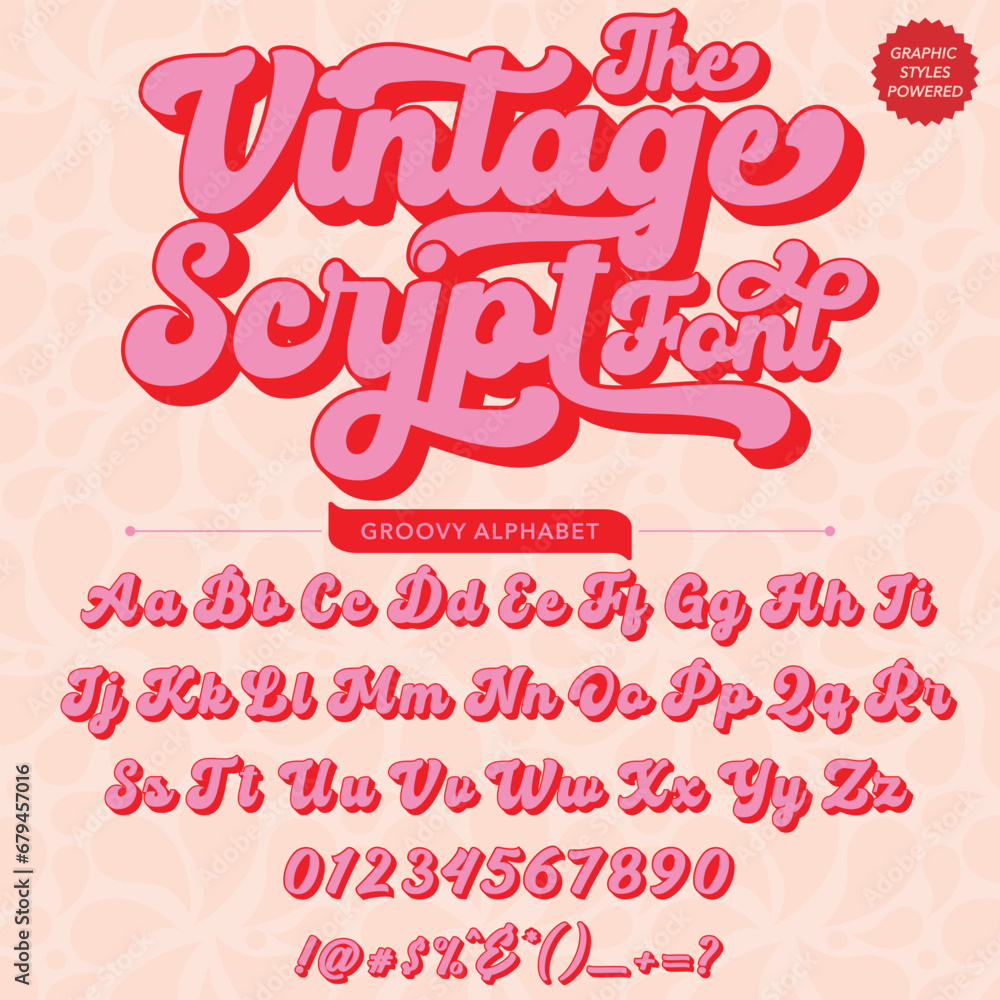 Abstract colorfull the vintage Script Retro Font template