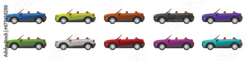 Vector or Illustrator of sport roster cars colorful collection. Colorful cars with separate layers. On isolated white background.