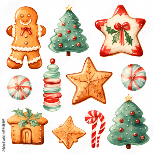 Christmas stickers on transparent background, Christmas, holiday decoration material, vector illustration © ma