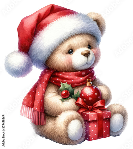 Joyful Christmas Teddy Bear with Gift