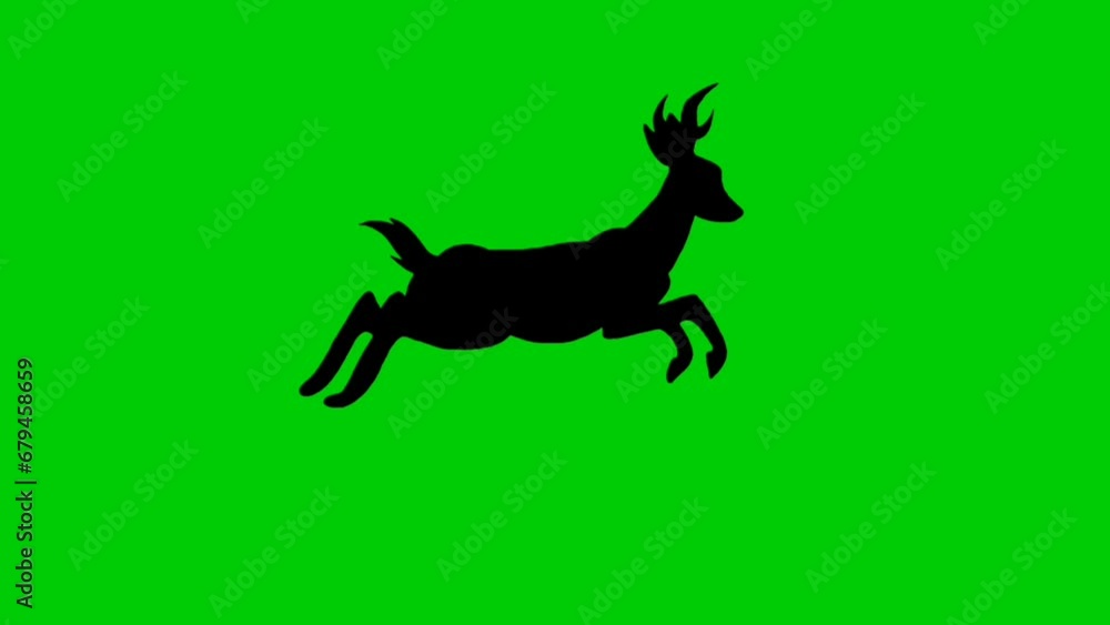 Silhouette Reindeer Running on Green Screen Silhouette Reindeer Running on Green Screen