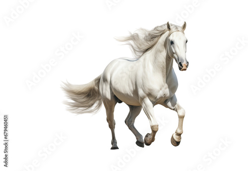 Horse running No shadows, highest details, sharpness throughout the image, highest resolution, lifelike, white background