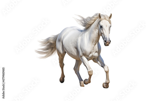 Horse running No shadows  highest details  sharpness throughout the image  highest resolution  lifelike  white background