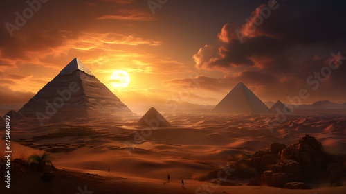 The majestic pyramids of Giza  rising against the desert backdrop  offer an iconic subject  travel place. Ai Generated.NO.01
