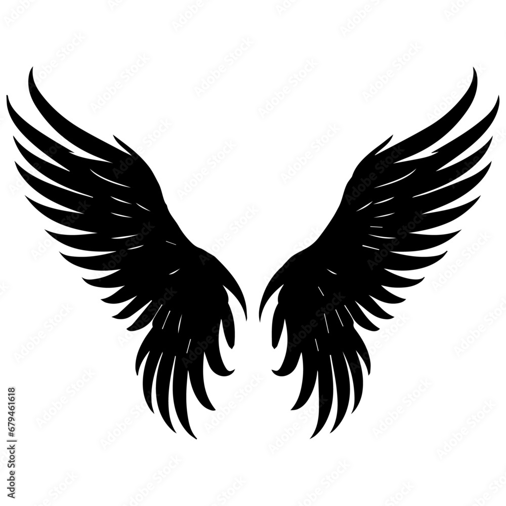 Fototapeta premium Wing vector silhouette illustration black color