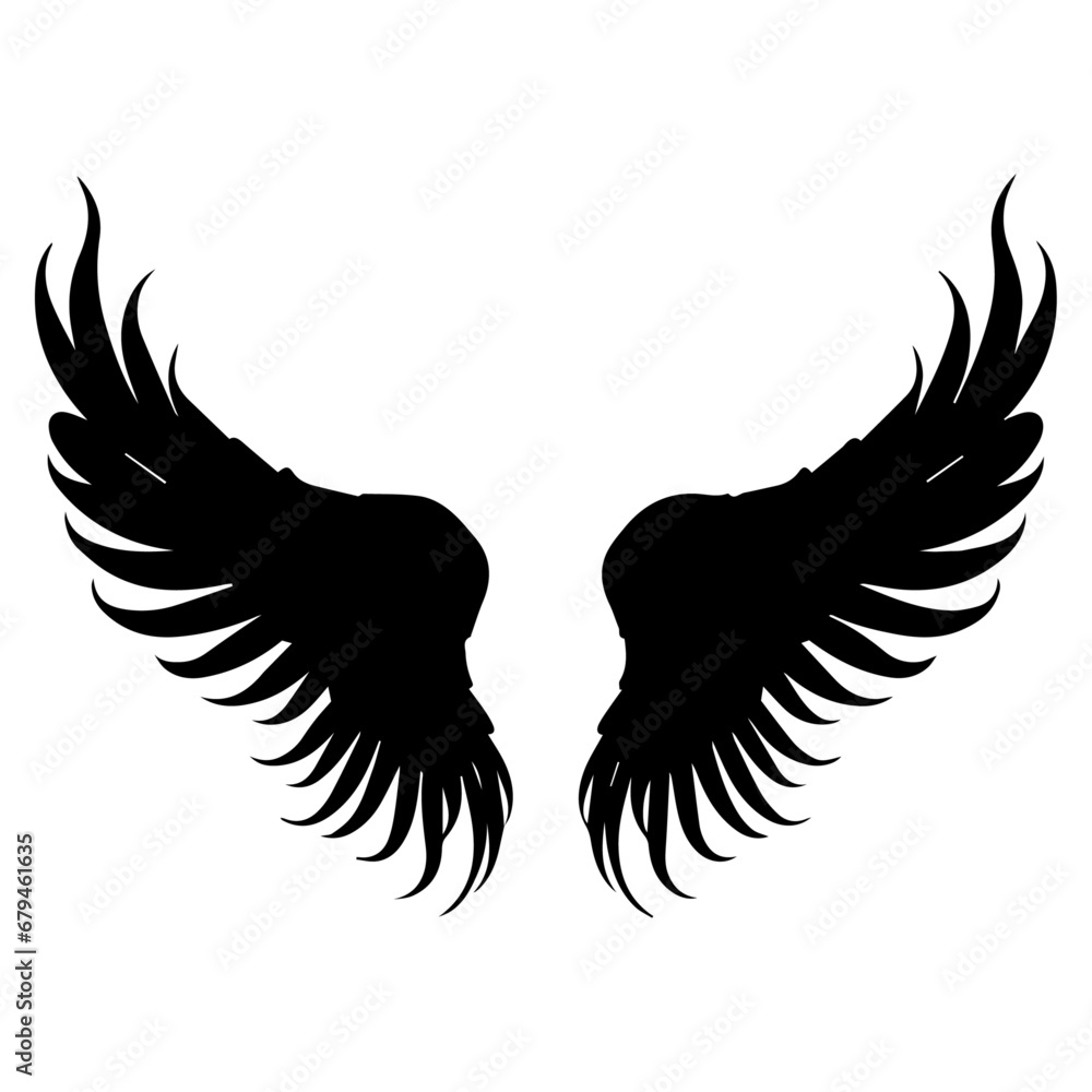 Obraz premium Wing vector silhouette illustration black color