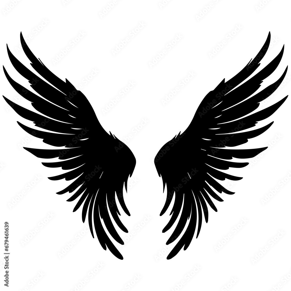 Fototapeta premium Wing vector silhouette illustration black color
