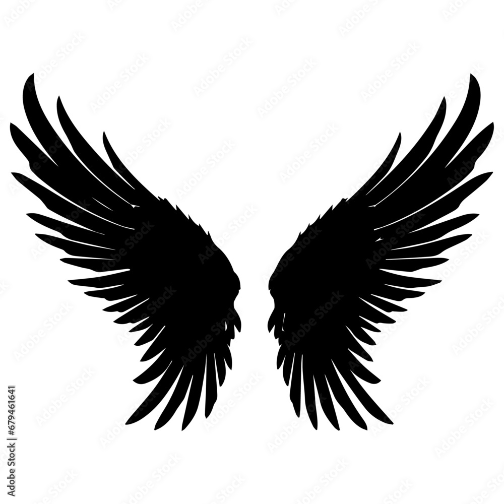 Fototapeta premium Wing vector silhouette illustration black color