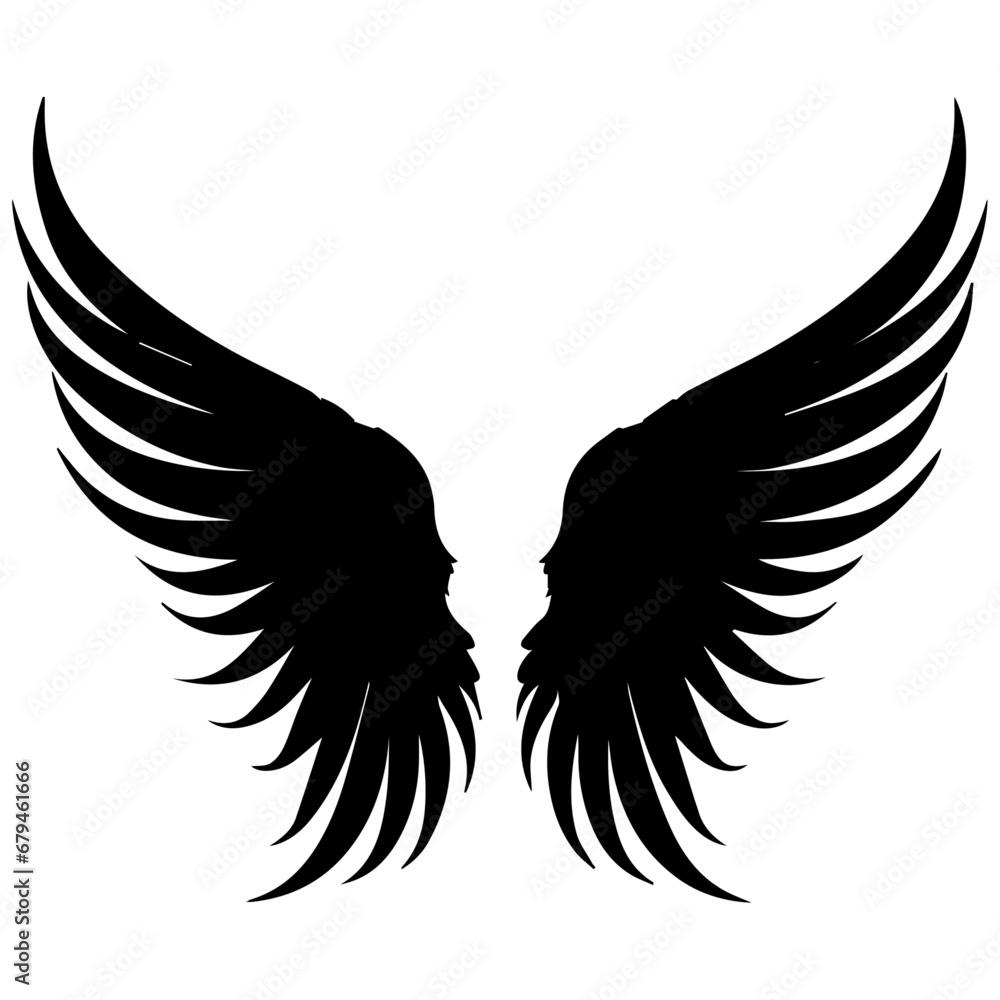 Fototapeta premium Wing vector silhouette illustration black color