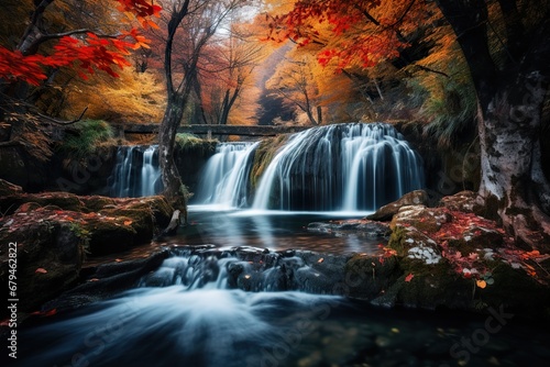 Beautiful waterfall in the autumn season Long exposure photography © JetHuynh