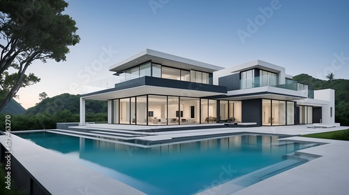Luxurious white modern house
