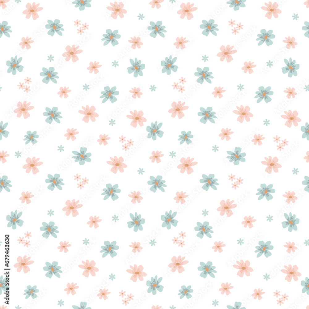Simple and cute floral seamless pattern for kids' and babies' products. Creative kids pattern for fabric, wrapping, textile, wallpaper, apparel etc. Digitally hand-drawn vector illustration. Simple and cute floral seamless pattern for kids' and babies' products. Creative kids pattern for fabric, wrapping, textile, wallpaper, apparel etc. Digitally hand-drawn vector illustration.