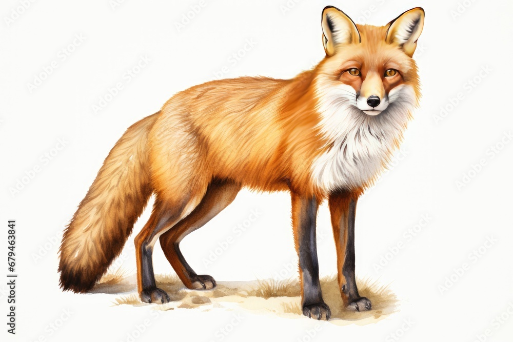 Fototapeta premium watercolor Fox Hand painted Watercolor illustration of Fox