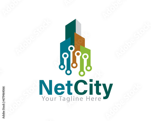 building city connection internet provider logo icon symbol design template illustration inspiration