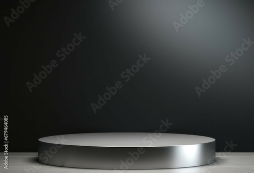 round platform Podium Display Mockup. Minimal mockup for product showcase banner. Modern promotion. Geometric shape background with empty space. Silver color.