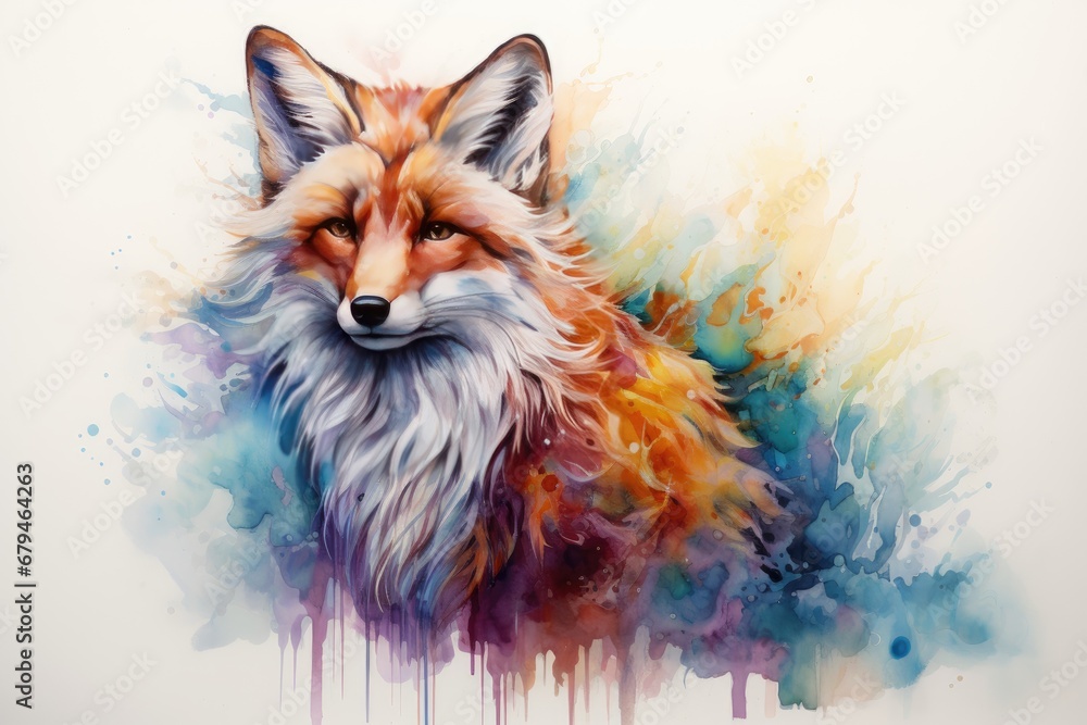Fototapeta premium watercolor Fox Hand painted Watercolor illustration of Fox
