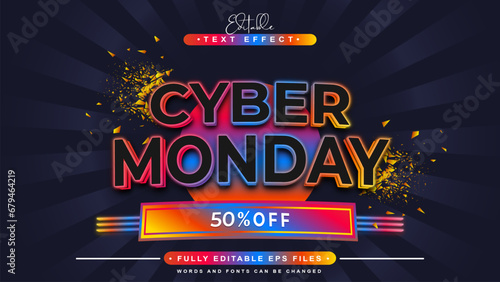 editable neon cyber monday text effect.typhography logu