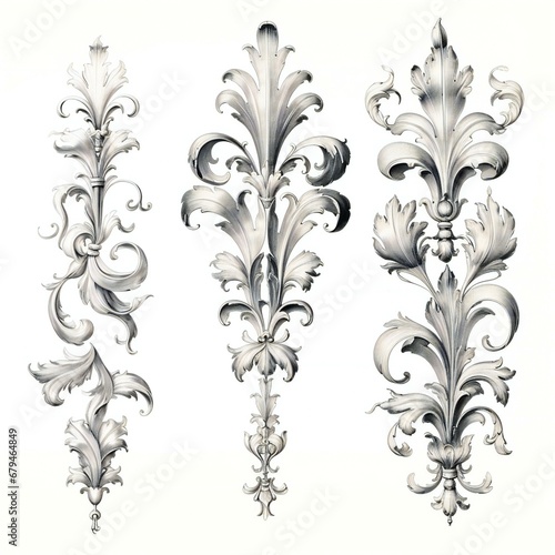 Vintage baroque ornament,  Retro pattern antique style acanthus