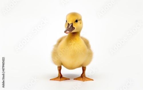 Yellow duckling on a white background