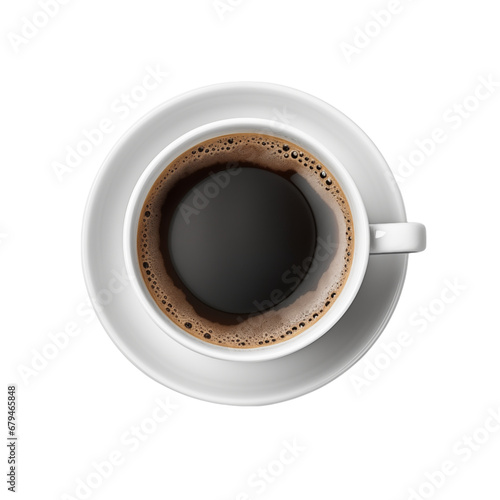 Top view cup of cofee isolated transparent  Generative Ai