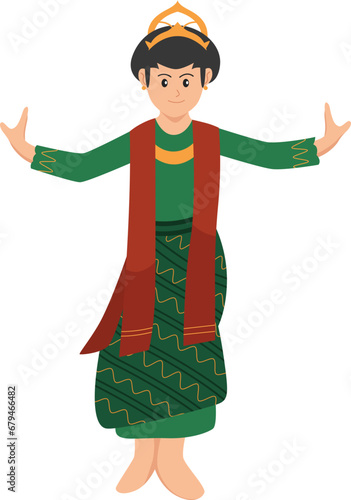 Jaipong Sundanese Traditional Dance Illustration
