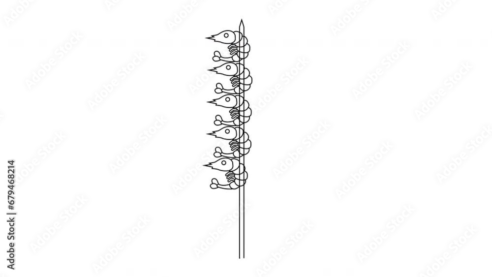 animated sketch of the shrimp satay icon animated sketch of the shrimp satay icon